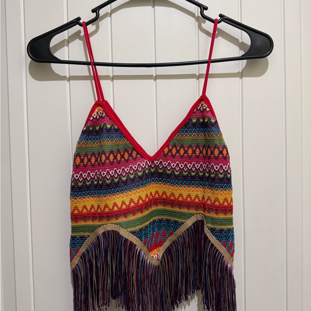 SHEIN Colorful Striped Fringe Camisole
